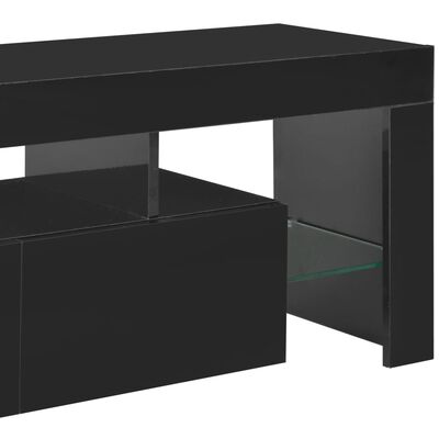 vidaXL TV-bänk med LED-lampor högglans svart 130x35x45 cm