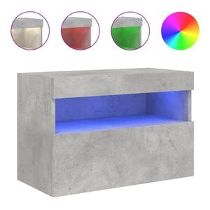 vidaXL V&auml;ggmonterad tv-b&auml;nk LED betonggr&aring; 60x30x40 cm
