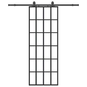 vidaXL Skjutd&ouml;rr med beslag svart 76x205 cm ESG-glas