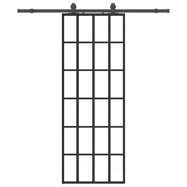 vidaXL Skjutd&ouml;rr med beslag svart 76x205 cm ESG-glas