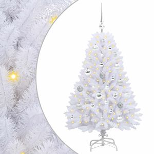 vidaXL Plast Hingad Julgran med 150 LED-lampor Vit 120 cm PVC och St&aring;l