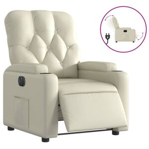 vidaXL Elektrisk reclinerf&aring;t&ouml;lj gr&auml;ddvit konstl&auml;der