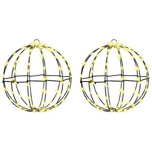 vidaXL Ball med 192 LED-lampor 2 pcs Varmvit 30 x 30 x 32 cm Metall