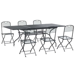 vidaXL Tr&auml;dg&aring;rdsm&ouml;belset 7 st Antracit 212 x 90 x 76 cm N&auml;t och st&aring;l