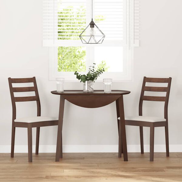 vidaXL Matstolar med dynor 2 st, brunt massivt trä gummi