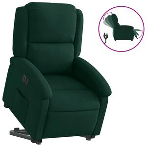 vidaXL Elektrisk reclinerf&aring;t&ouml;lj med uppresningshj&auml;lp m&ouml;rkgr&ouml;n sammet