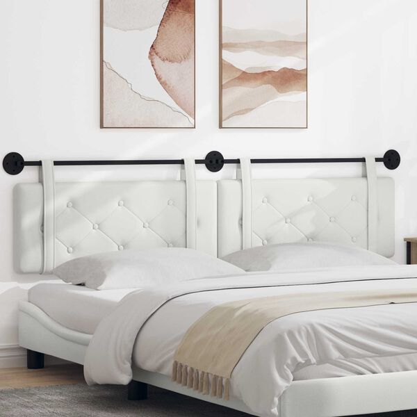 vidaXL H&auml;ngande Huvudgavel V&auml;ggmonterad Vit 210 x 55 x 5 cm Konstl&auml;der