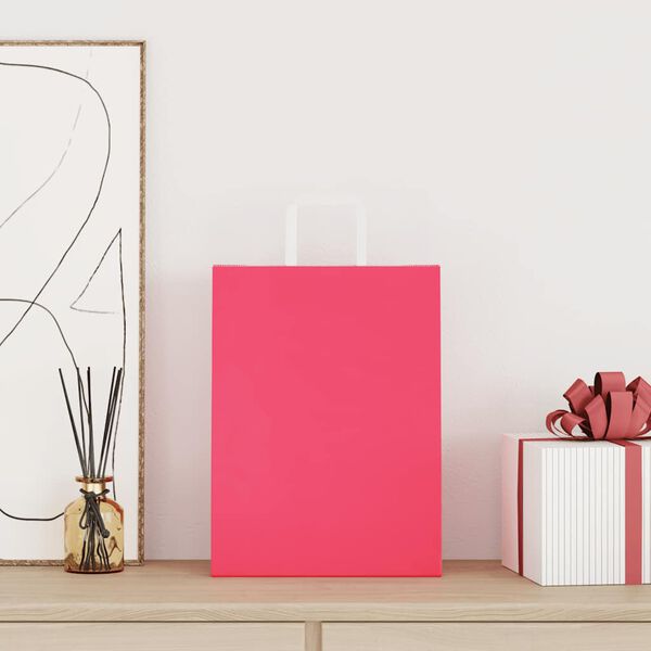 vidaXL Pappersp&aring;sar 250 st med handtag rosa 26x12x35 cm