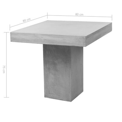 vidaXL Trädgårdsbord grå 80x80x75 cm betong