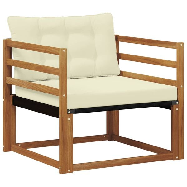 vidaXL Utomhussoffset Massivt Akaciatr&auml; och Textilene Naturf&auml;rg