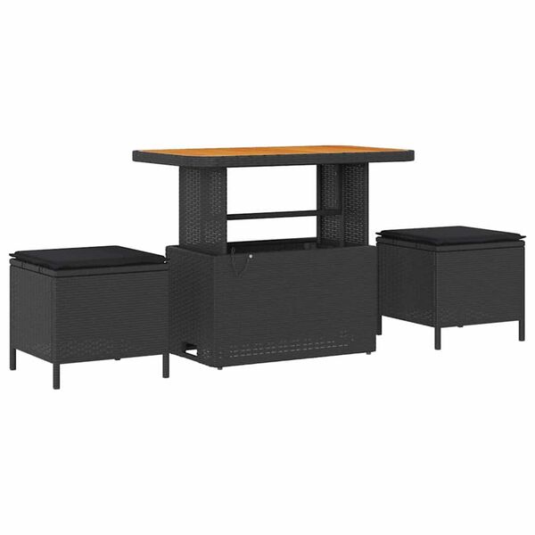 vidaXL Tr&auml;dg&aring;rdsoffset med kudde med lagring med kudde 8 pcs Svart