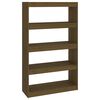 vidaXL Bokhylla/Rumsavdelare honungsbrun 80x30x135,5 cm massiv furu