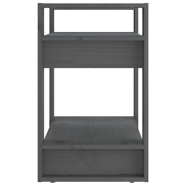 vidaXL Bokhylla/Rumsavdelare grå 60x35x57 cm massiv furu