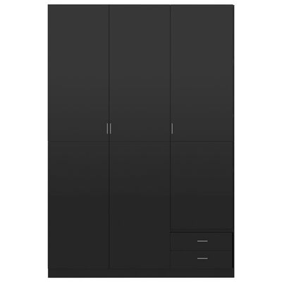 vidaXL Garderob 3 dörrar svart högglans 120x50x180 cm spånskiva