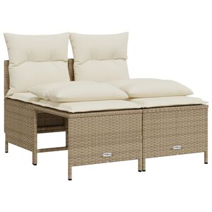 vidaXL Soffgrupp f&ouml;r tr&auml;dg&aring;rd med dynor 4 delar beige konstrotting