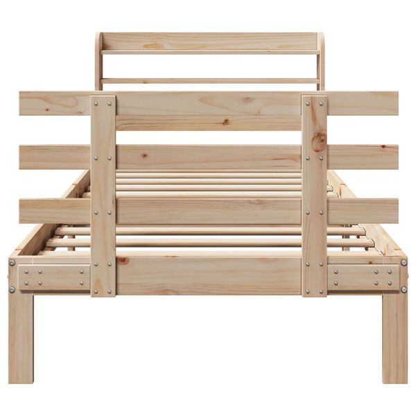 vidaXL Sängram med huvudgavel 90x200 cm massiv furu