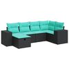 vidaXL Loungegrupp med dynor 6 delar svart konstrotting