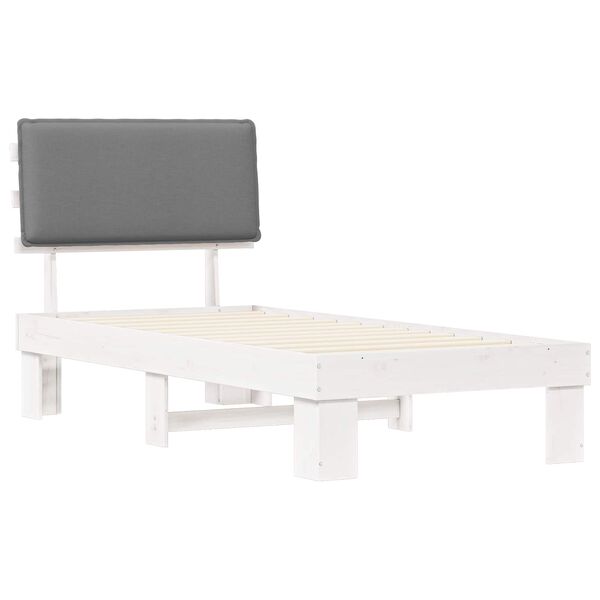 vidaXL S&auml;ngram med Kl&auml;dd Huvudgavel Ljusgr&aring; 80 x 200 cm Massiv furu