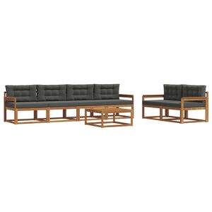 vidaXL Utomhussoffset med kudde 7 pcs Naturlig och Antracit