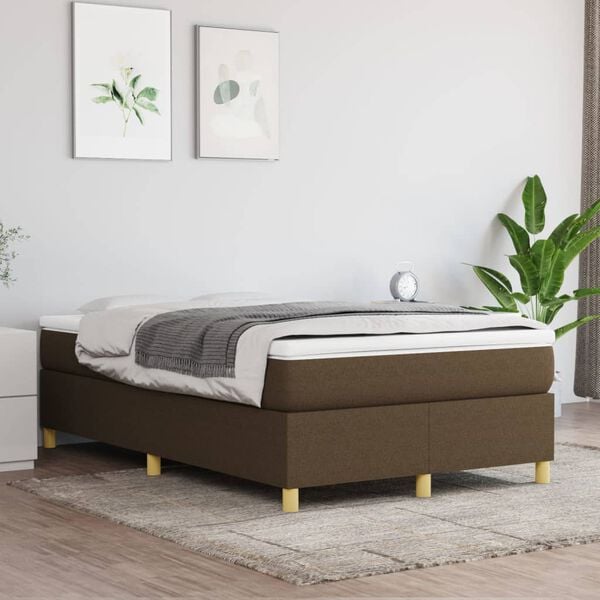 vidaXL Boxspring-sängram mörkbrun 120x200 cm tyg