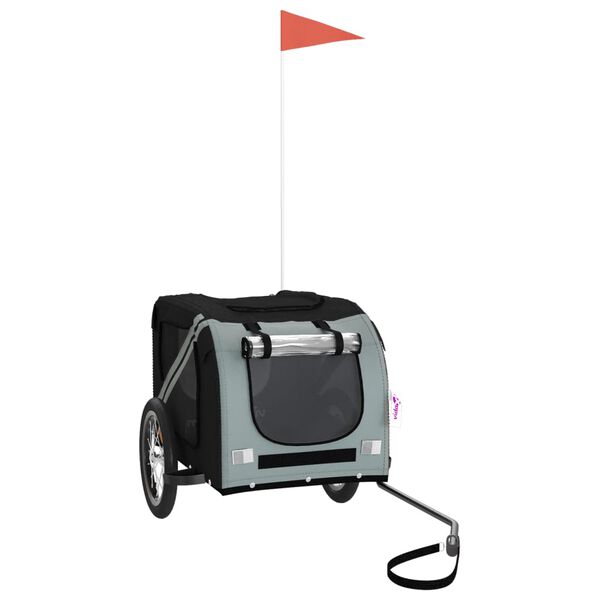 vidaXL Cykelvagn för djur svart och grå oxfordtyg och järn