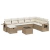 vidaXL Soffgrupp f&ouml;r tr&auml;dg&aring;rden med dynor 9 delar beige konstrotting