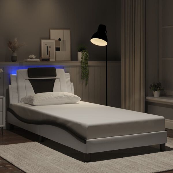 vidaXL Bed Frame "Viana" with LED without Mattress White and Black 100x200 cm