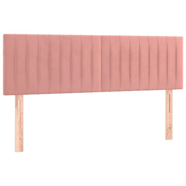 vidaXL Sänggavel LED rosa 144x5x78/88 cm sammet