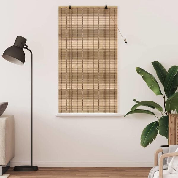 vidaXL Rullgardin med gardiner Natur 90 x 160 cm Bambu