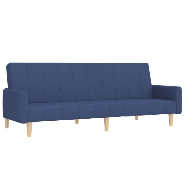 vidaXL B&auml;ddsoffa 2-sits med fotpall bl&aring; tyg