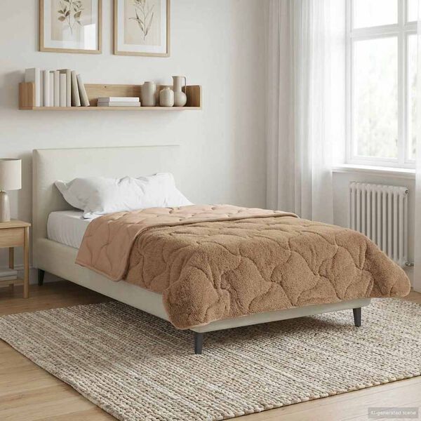 vidaXL Sommar Duvet Taupe 155 x 200 cm Mikrofiber och Teddyfleece