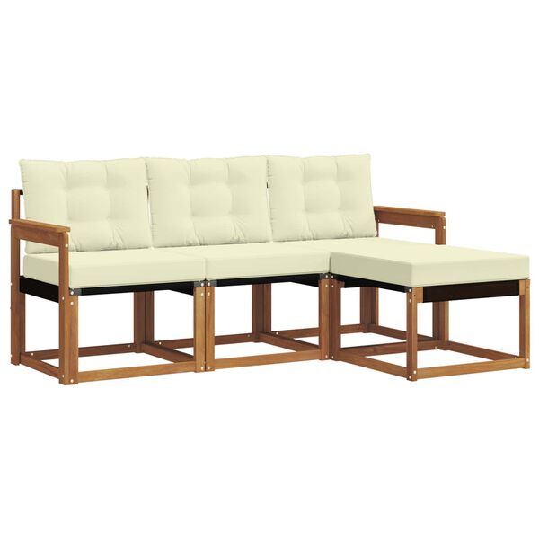 vidaXL Utomhussoffset med kudde 4 pcs Naturlig och Gr&auml;dde