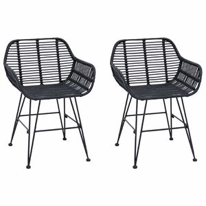 vidaXL Matstol 2 st Rattan och J&auml;rn Svart 55 x 50 x 74 cm