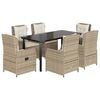 vidaXL Matgrupp f&ouml;r tr&auml;dg&aring;rden med dynor 7 delar beige konstrotting