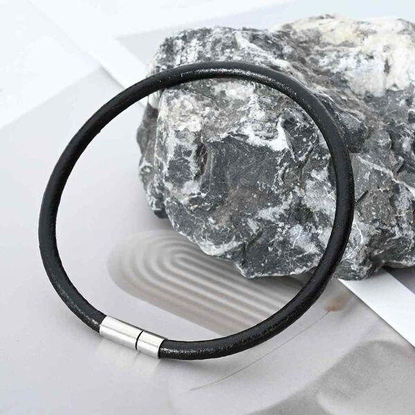 vidaXL L&auml;der Sn&ouml;re Svart &Oslash;5 mm x 50 m Skinn