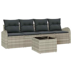 vidaXL Tr&auml;dg&aring;rdsoffset 5 pcs 4-Seater Ljusgr&aring; och m&ouml;rkgr&aring; konstrotting