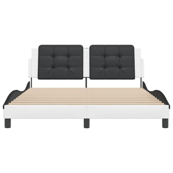 vidaXL Bed Frame without Mattress "Zadar" White and Black 160x200 cm Faux Leather
