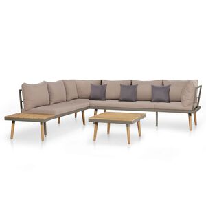 vidaXL Loungegrupp f&ouml;r tr&auml;dg&aring;rden med dynor 4 delar akaciatr&auml; brun