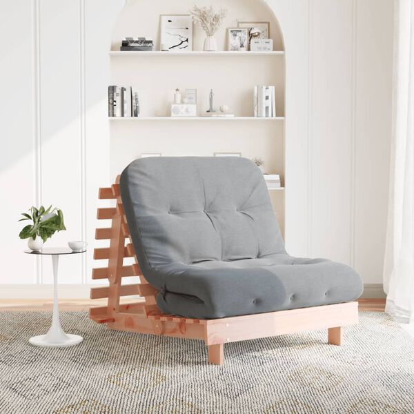 vidaXL Futonb&auml;ddsoffa med madrass 90x206x11 cm massivt douglastr&auml;