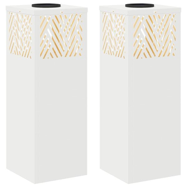 vidaXL Solar LED Stig Ljus Fiskbensm&ouml;nster 2 pcs Vit Kallvalsat st&aring;l