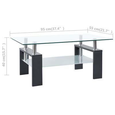 vidaXL Soffbord grå och transparent 95x55x40 cm härdat glas