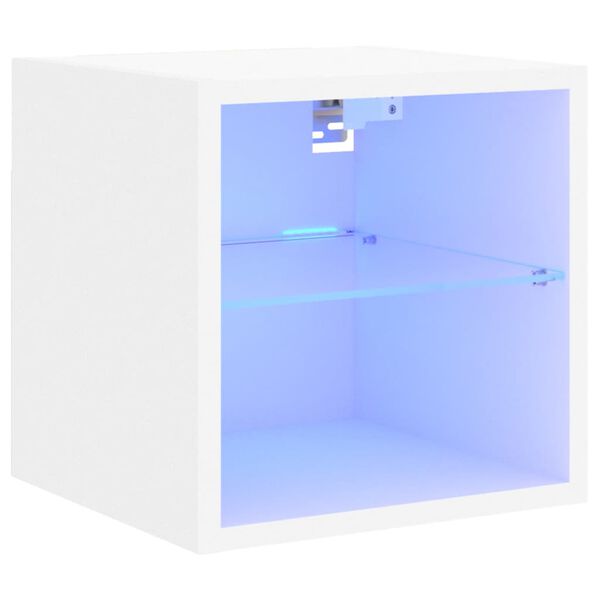 vidaXL Väggmonterad tv-bänk LED vit 30x28,5x30 cm