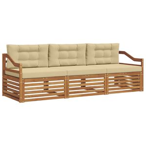 vidaXL Utomhussoffset med kudde 3 pcs Naturlig och Beige