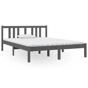 vidaXL S&auml;ngram gr&aring; massivt tr&auml; 135x190 cm