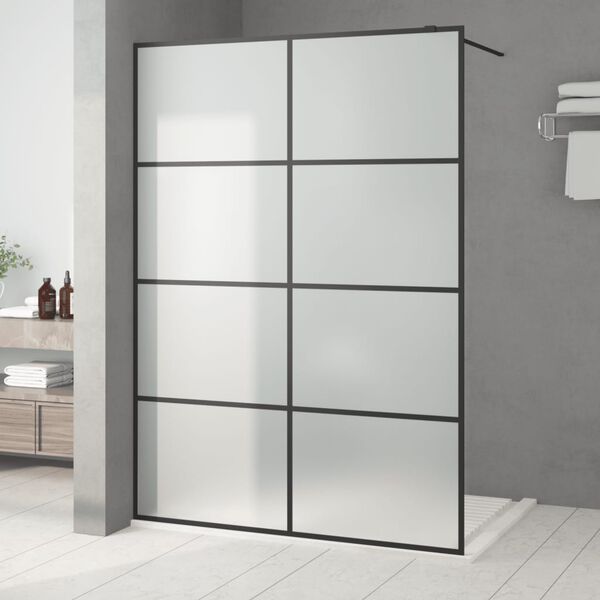 vidaXL Duschv&auml;gg svart 140x195 cm halvfrostat ESG-glas
