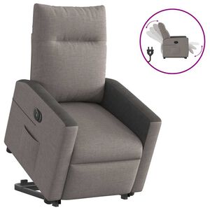 vidaXL Elektrisk reclinerf&aring;t&ouml;lj med uppresningshj&auml;lp taupe tyg