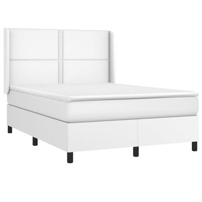 vidaXL Ramsäng med madrass & LED vit 140x190 cm konstläder