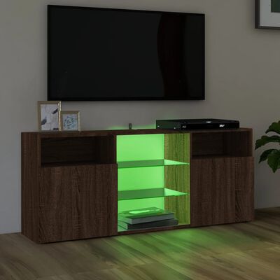 vidaXL TV-bänk med LED-belysning brun ek 120x30x50 cm