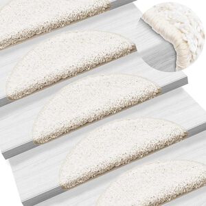 vidaXL Trappmattor 15 st 56x17x3 cm vita halvrunda