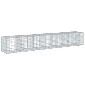 vidaXL Gabionkorg med skydd 650x100x100 cm galvaniserat j&auml;rn